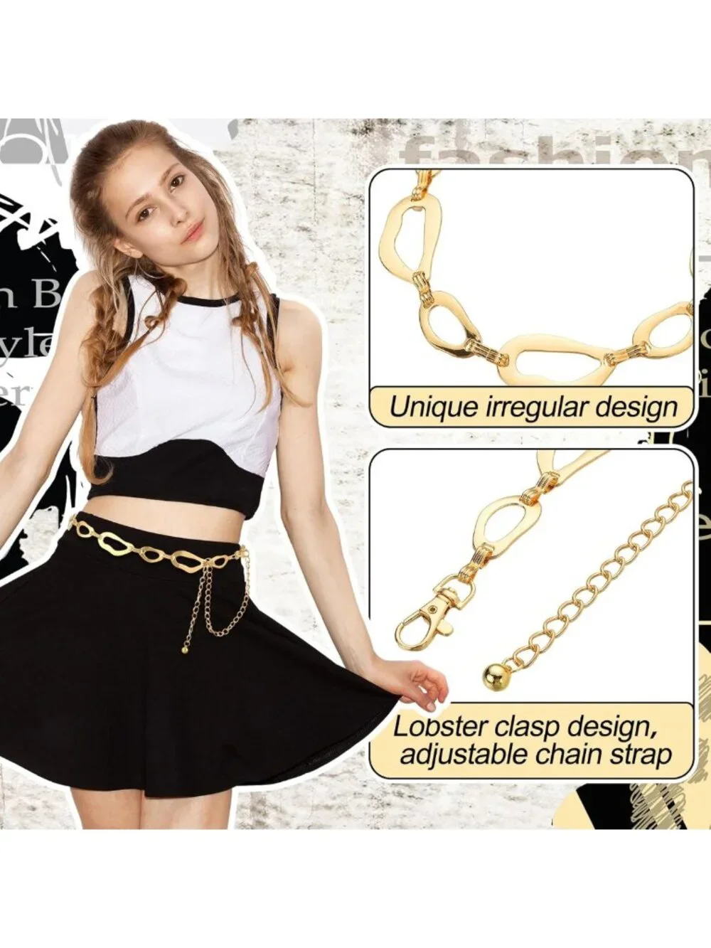 6 Pcs Gold Silver Multi-Layer Waist Chain Belt for Women - Adjustable Body